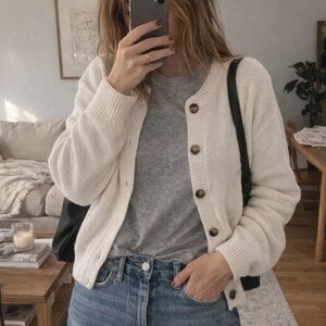 H&M White Button-Up Cardigan